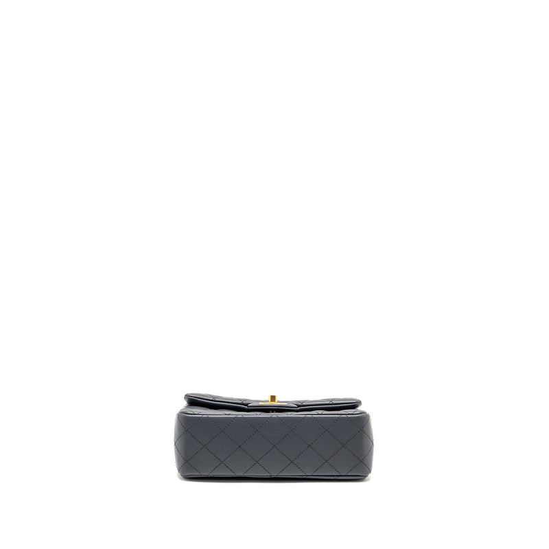 Chanel 23K Pearl Crush Mini Rectangular Flap Bag Dark Grey GHW (Microchip)
