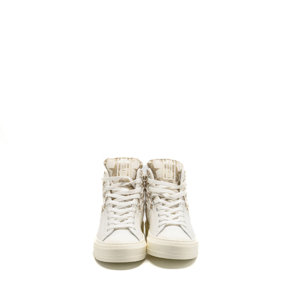 Dior Size 37 Walk’N’Dior Hightop Star Sneaker Leather Gold/White