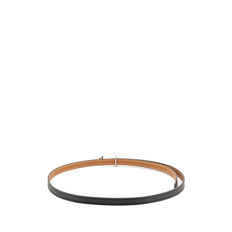 Hermes Size 85 13mm Gamma Belt Buckle & Reversible Leather Strap Gold/Black SHW Stamp Z