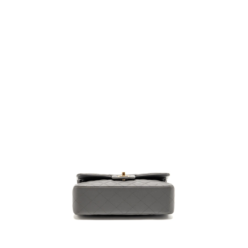 Chanel Small Classic Double Flap Bag Lambskin Grey LGHW (Microchip)