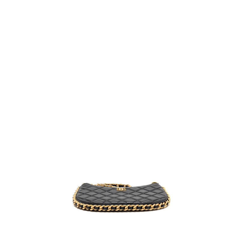 Chanel 23b Round Hobo Shoulder bag Lambskin Black GHW (microchip)