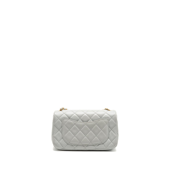 Chanel pearl crush mini rectangular flap bag lambskin grey GHW (microchip)