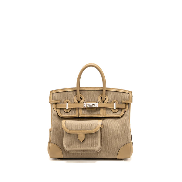 Hermes Birkin 25 Cargo Toile Goeland/Swift Beige Marfa/poussiere SHW Stamp K