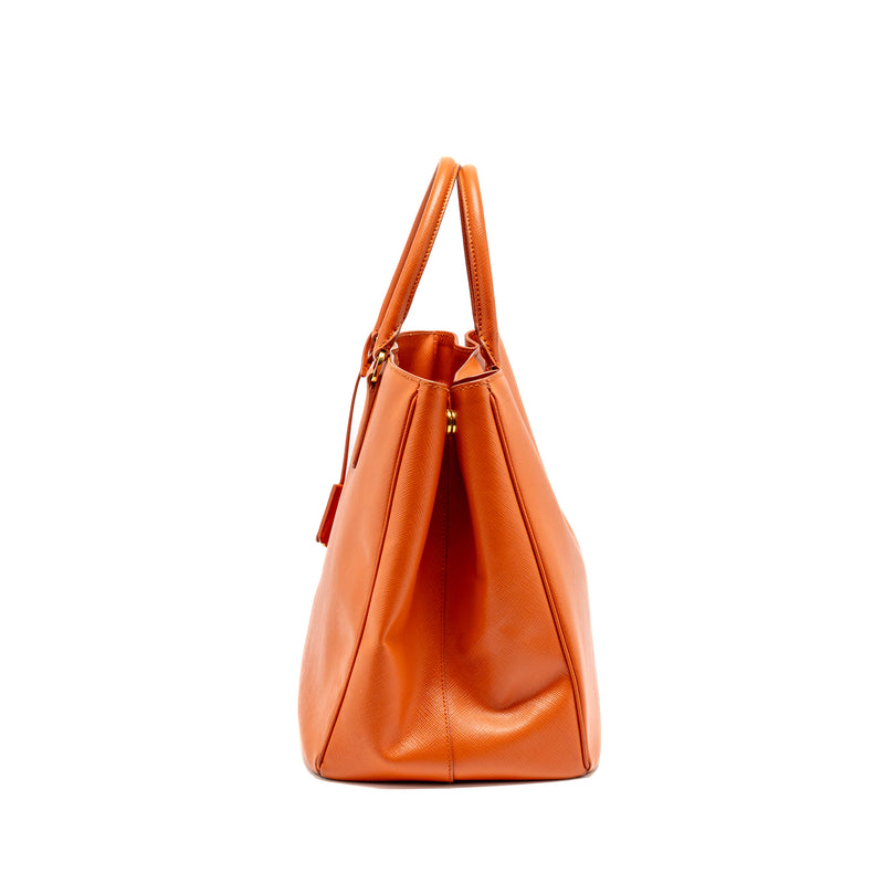 Prada Large Saffiano Tote Bag Leather Orange GHW