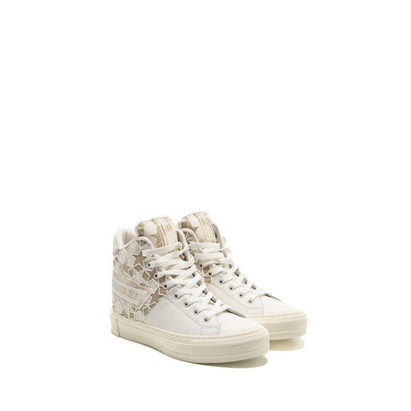 Dior Size 37 Walk’N’Dior Hightop Star Sneaker Leather Gold/White