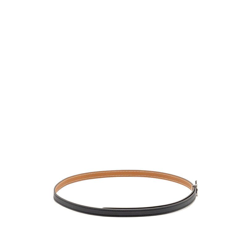Hermes Size 85 13mm Gamma Belt Buckle & Reversible Leather Strap Gold/Black SHW Stamp Z