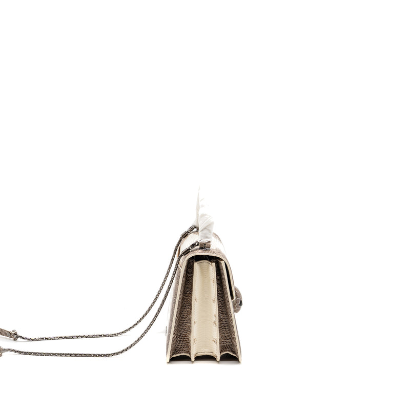 Bvlgari Top Handle Serpenti Forever Crossbody Bag Shiny Lizard White/Multicolour Black Hardware
