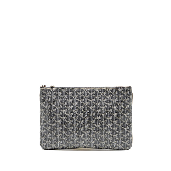 Goyard Senat MM Pouch Goyardine Canvas Grey SHW