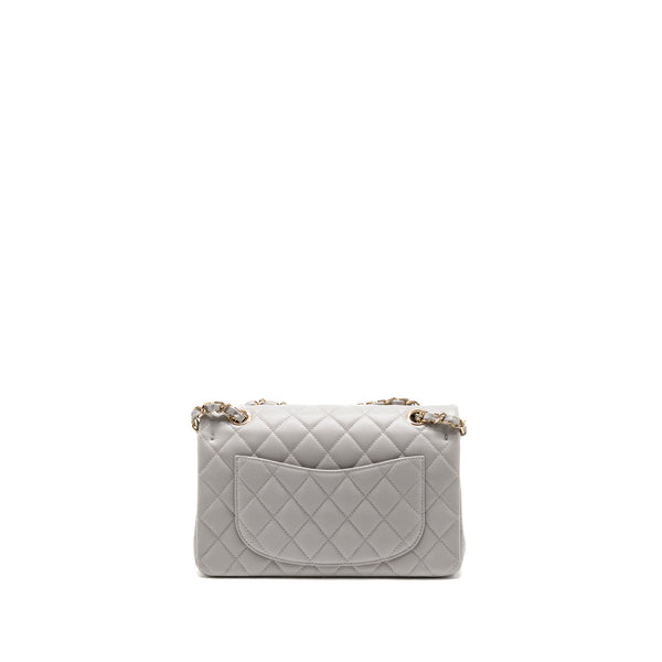 Chanel Small Classic Double Flap Bag Caviar Light Grey LGHW (Microchip)