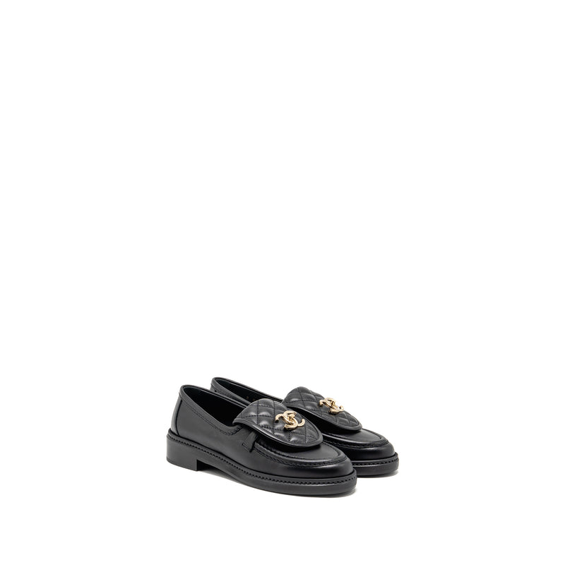 Chanel Size 36 Turnlock Loafer Lambskin Black LGHW