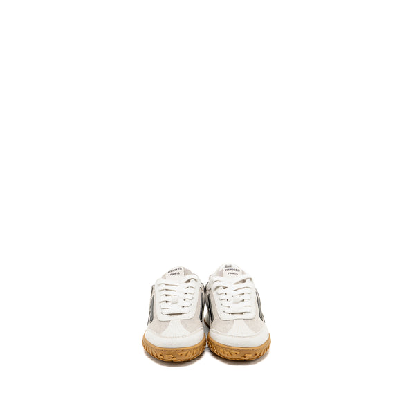 Hermes Size 35 Jet Sneaker Canvas/Suede Goatskin/Calfskin Multicolour Prunoir