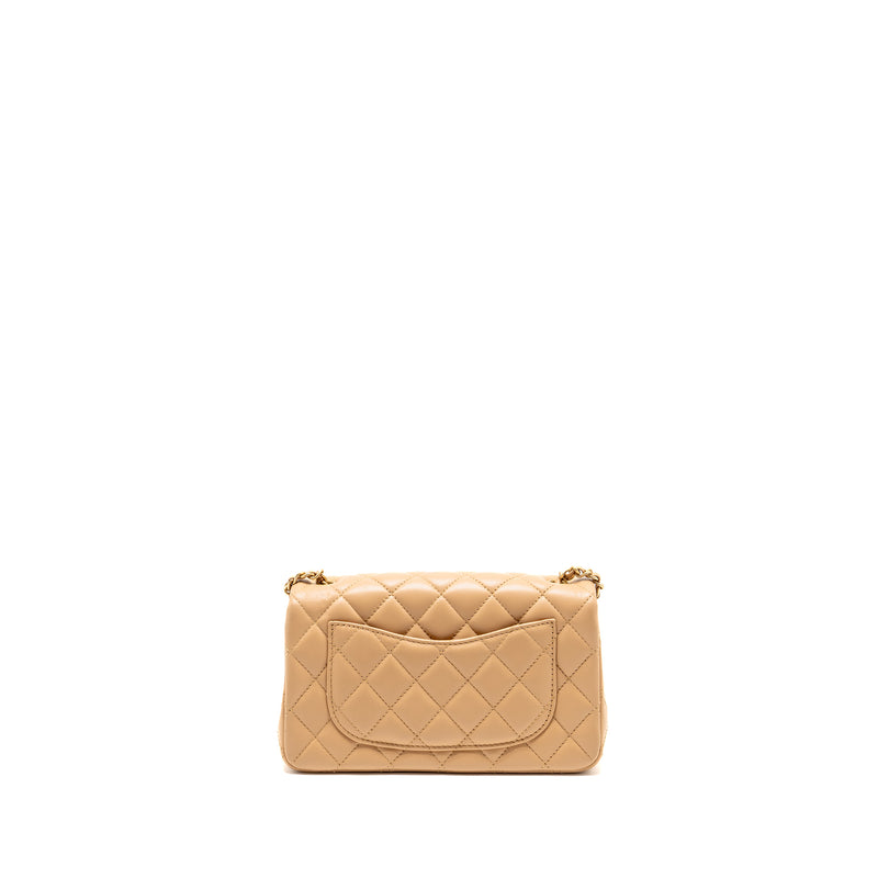 Chanel Pearl Crush mini rectangular flap bag lambskin beige GHW (microchip)