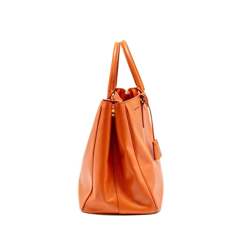Prada Large Saffiano Tote Bag Leather Orange GHW