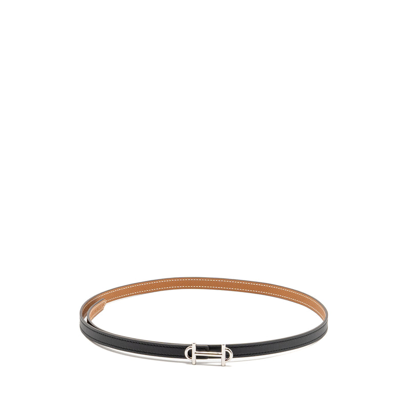 Hermes Size 85 13mm Gamma Belt Buckle & Reversible Leather Strap Gold/Black SHW Stamp Z
