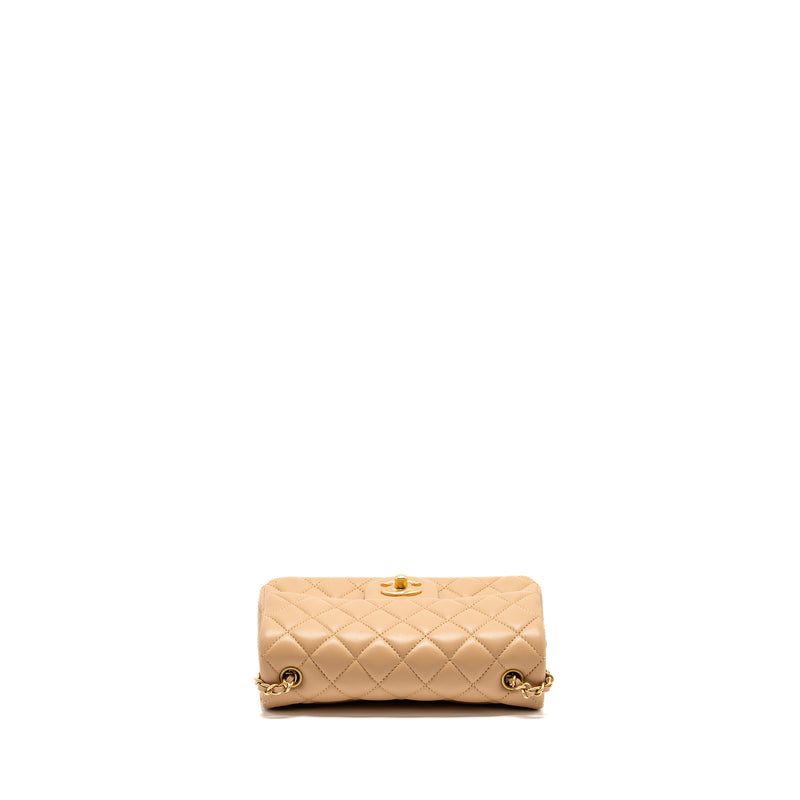 Chanel Pearl Crush mini rectangular flap bag lambskin beige GHW (microchip)