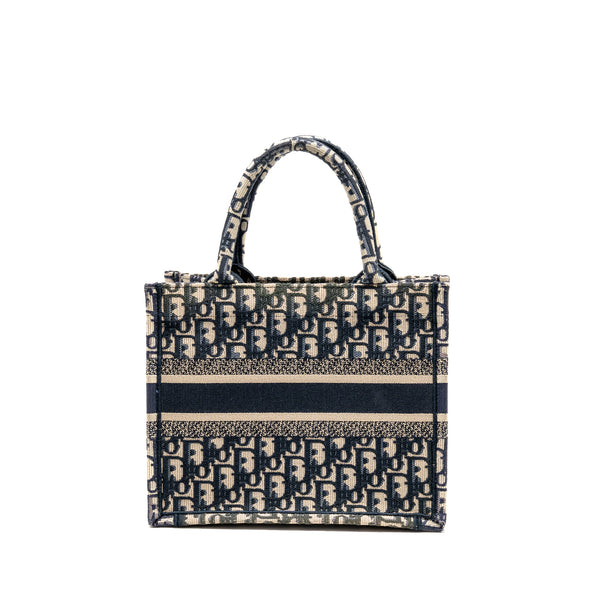 Dior Small Book Tote Blue/Ecru Dior Oblique Embroidry