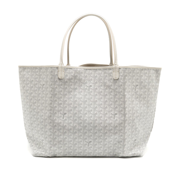 Goyard Saint Louis Tote GM Bag Goyardine Canvas/Calfskin Leather White SHW