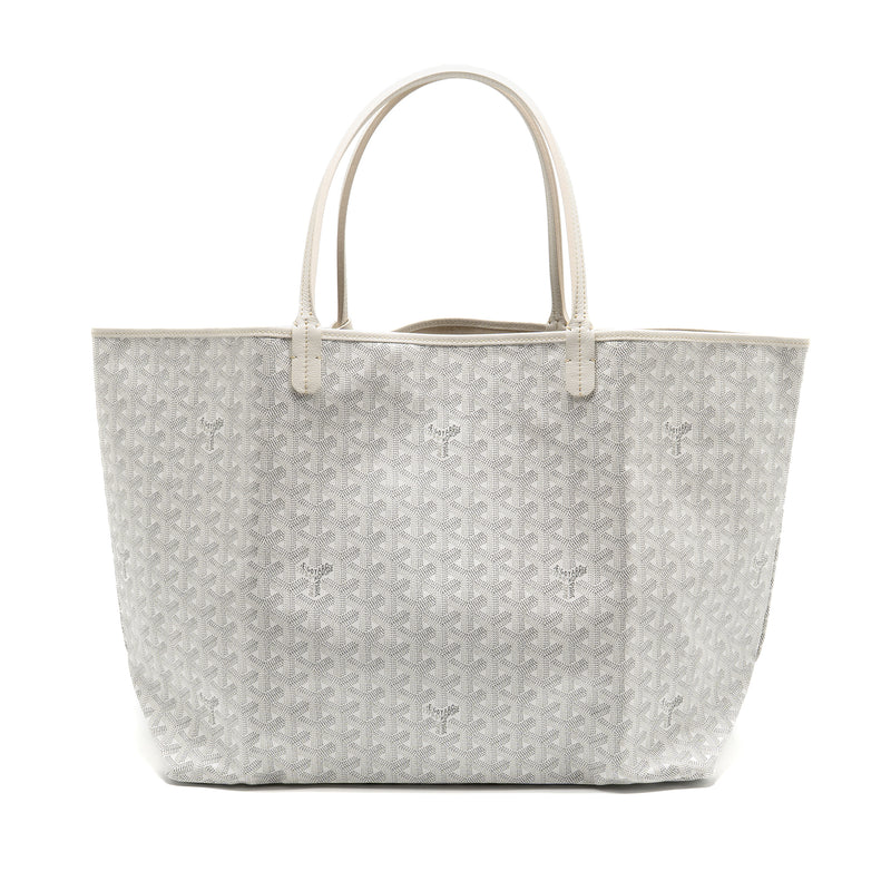 Goyard Saint Louis Tote GM Bag Goyardine Canvas/Calfskin Leather White SHW