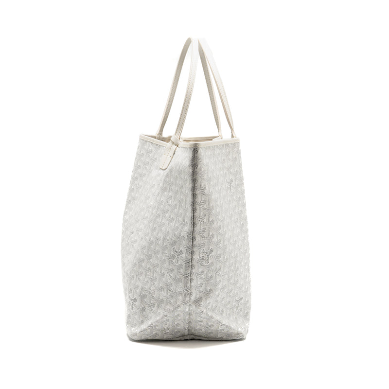 Goyard Saint Louis Tote GM Bag Goyardine Canvas/Calfskin Leather White SHW