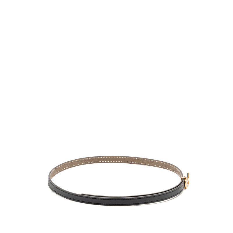 Hermes Size 85 13mm Gamma Belt Buckle & Reversible Leather Strap Etoupe/Black RGHW Stamp Z