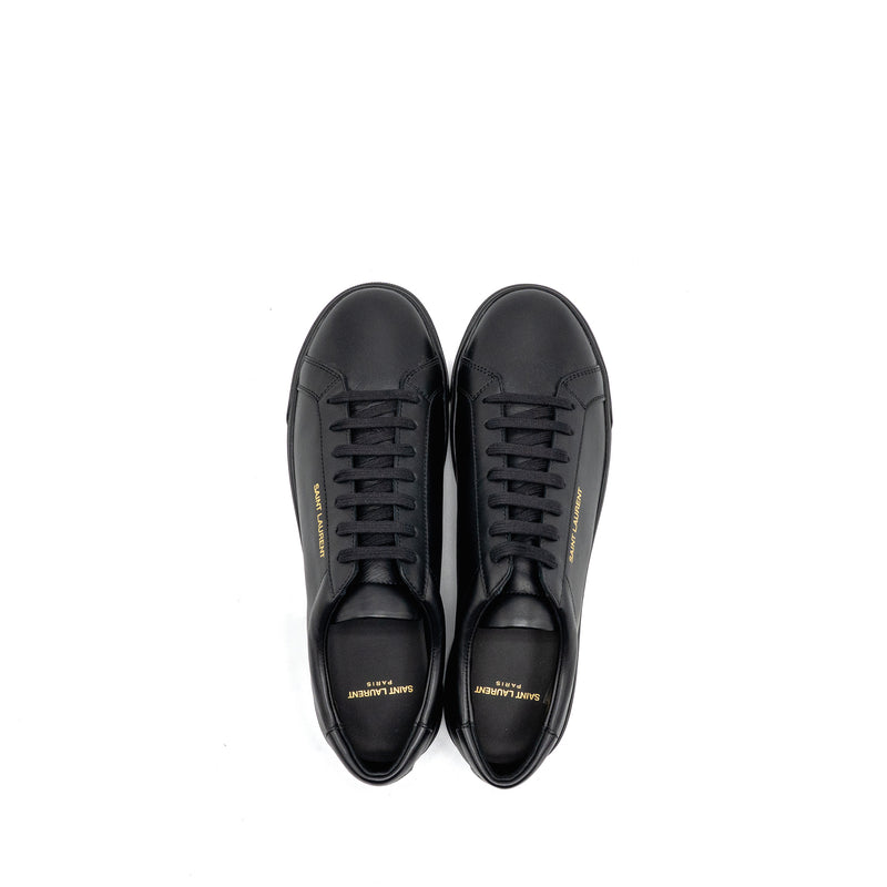 Saint Laurent/YSL Size 43 Andy Low Top Sneakers Leather Black/Gold