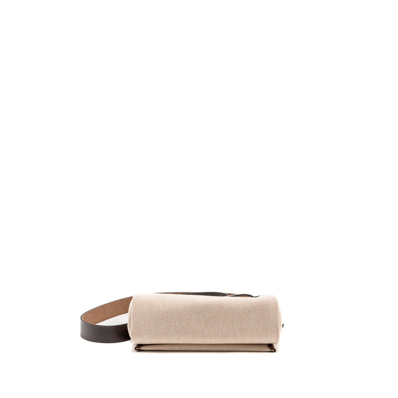 Hermes Herbag Mini Canvas/Hunter Leather Ecru-Beige/Ebene GHW Stamp W