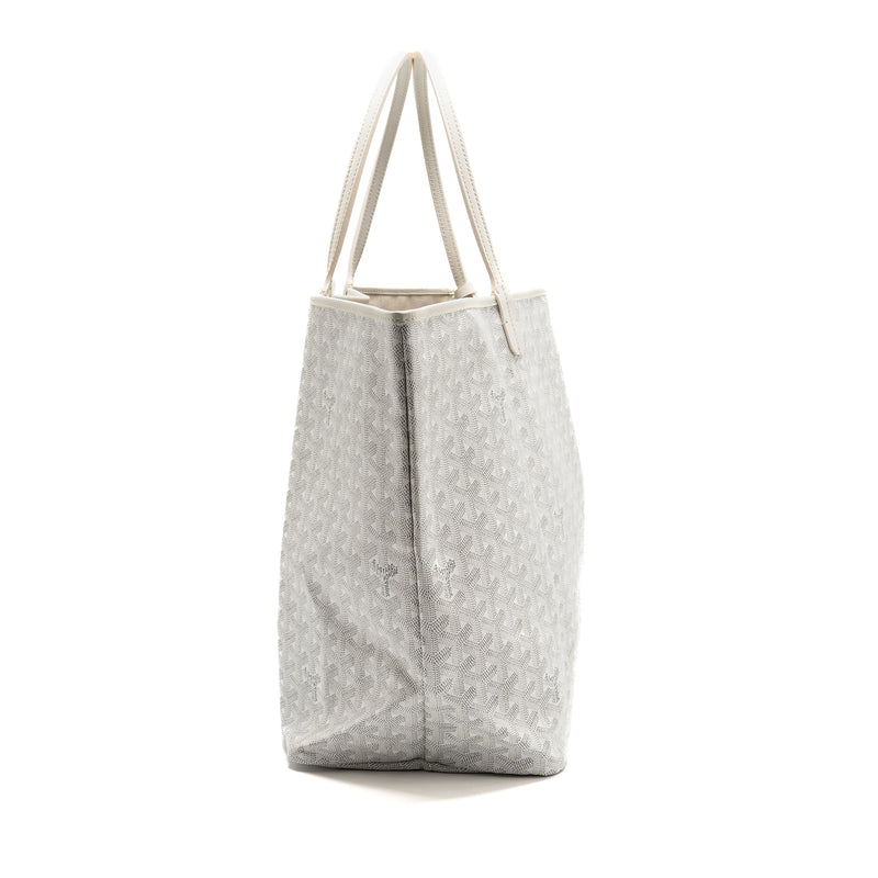 Goyard Saint Louis Tote GM Bag Goyardine Canvas/Calfskin Leather White SHW