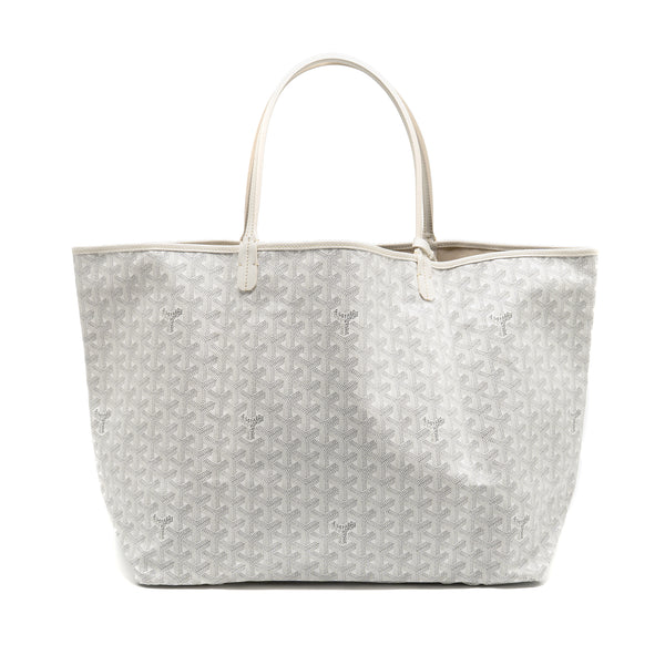 Goyard Saint Louis Tote GM Bag Goyardine Canvas/Calfskin Leather White SHW