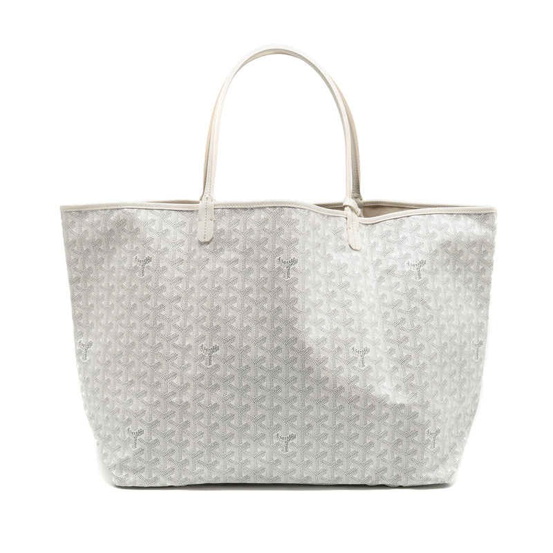 Goyard Saint Louis Tote GM Bag Goyardine Canvas/Calfskin Leather White SHW