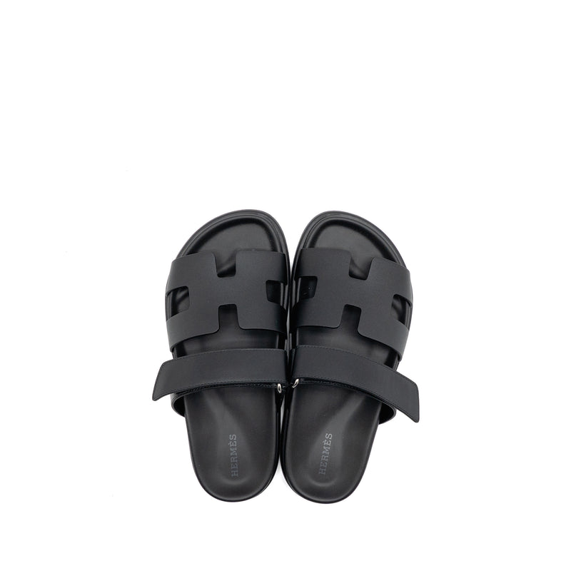 Hermes Size 36 Chypre Sandals Calfskin Black