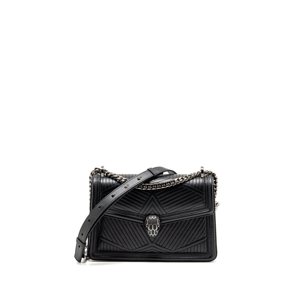 Bvlgari Serpenti Forever flap bag calfskin black ruthenium hardware