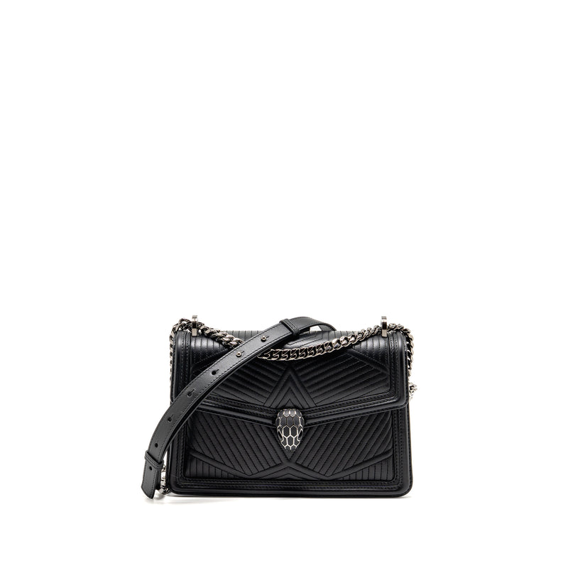 Bvlgari Serpenti Forever flap bag calfskin black ruthenium hardware