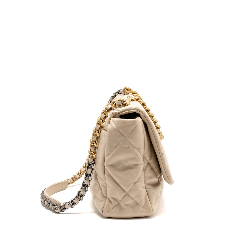 Chanel Maxi 19 bag goatskin beige multicolor hardware
