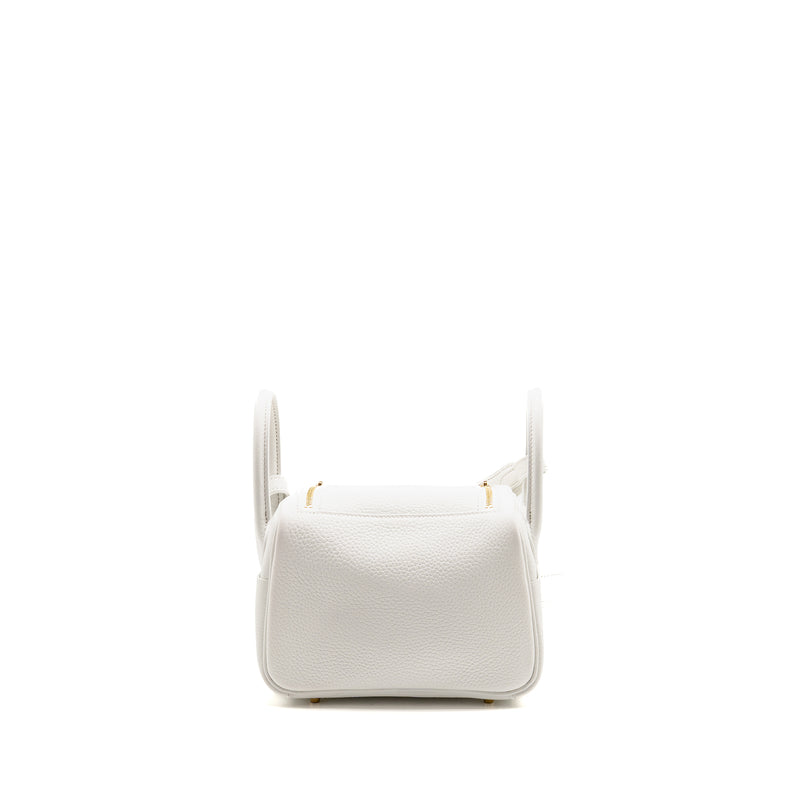 Hermes Mini Lindy clemence New White GHW stamp W