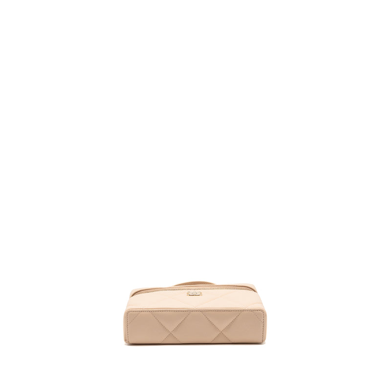 Chanel 25K CC Top Handle Vanity with Chain Caviar Beige LGHW (Microchip)