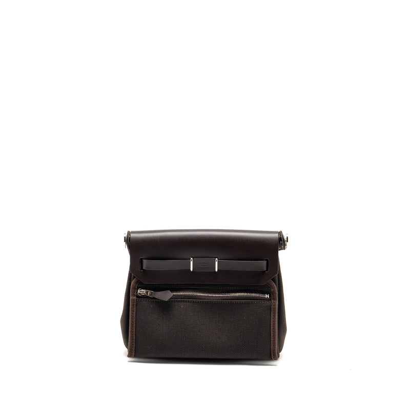 Hermes Herbag Mini Canvas/Hunter Leather Ebene SHW Stamp W