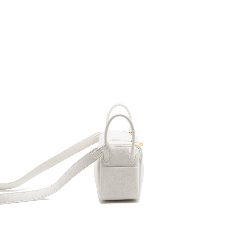 Hermes Mini Lindy clemence New White GHW stamp W