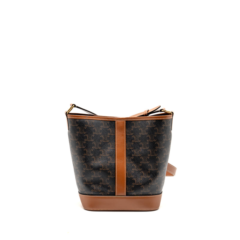 CELINE Small Bucket Bag Triomphe Canvas/ Leather GHW