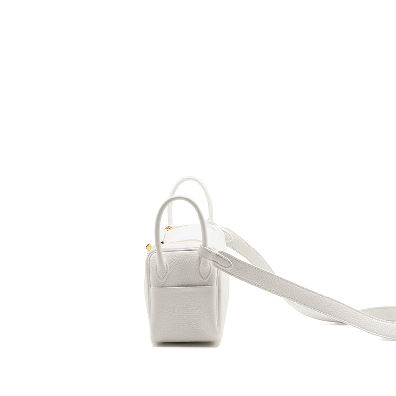 Hermes Mini Lindy clemence New White GHW stamp W