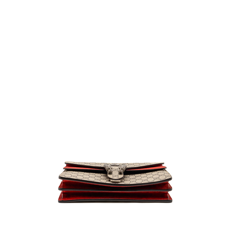 Gucci Small Dionysus Shoulder Bag GG Supreme Canvas/Suede Red SHW