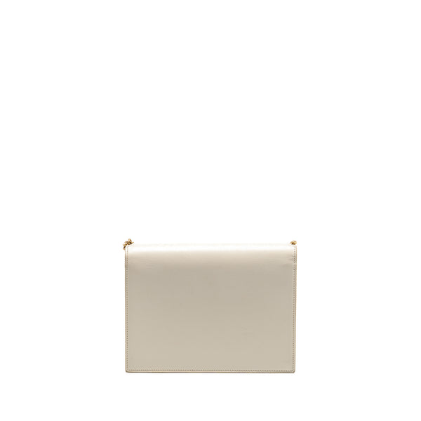 Saint Laurent/YSL Cassandra Chain Wallet Grained Calfskin Creamy White GHW