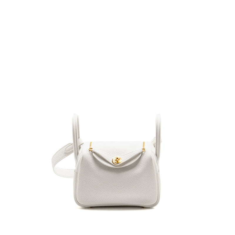 Hermes Mini Lindy clemence New White GHW stamp W