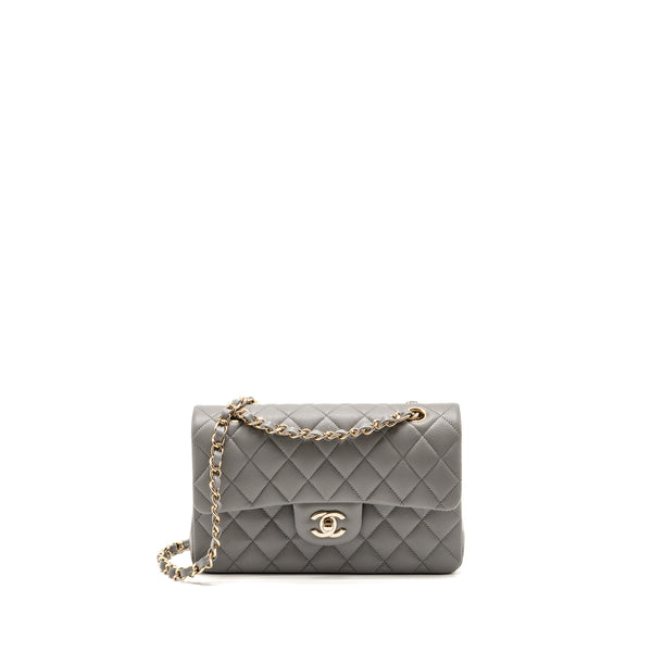 Chanel Small Classic Double Flap Bag Caviar Dark Grey LGHW (Microchip)