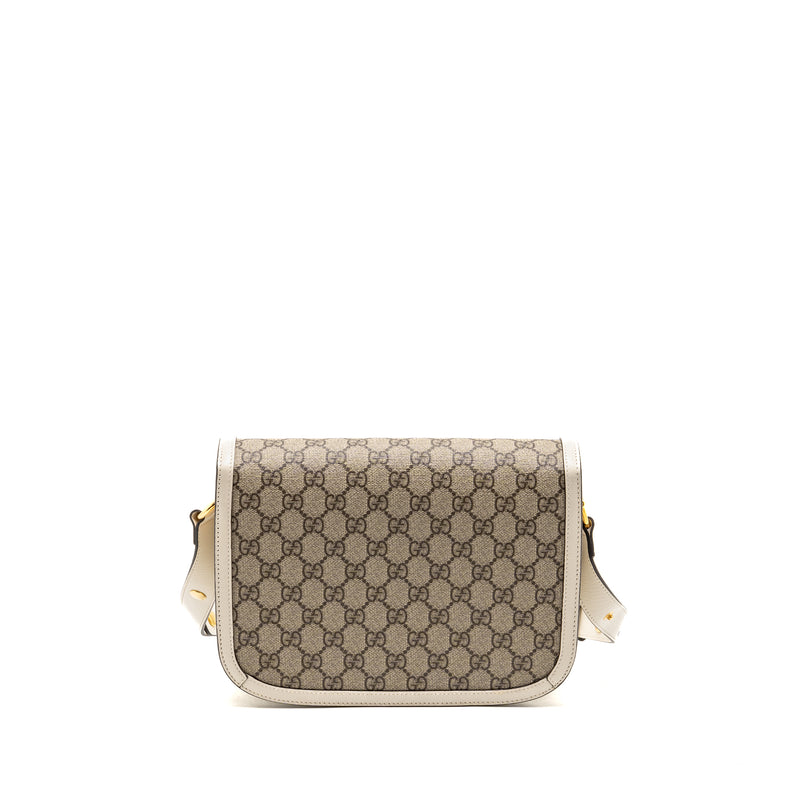 GUCCI Horsebit 1955 Shoulder Bag GG Supreme Canvas/Leather Beige/White GHW