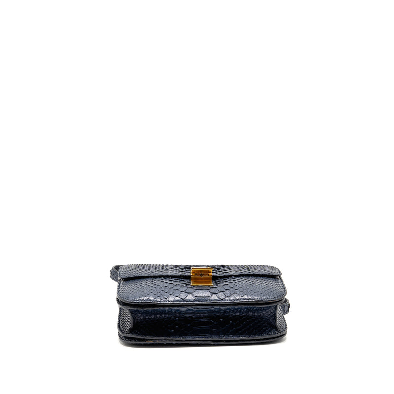 Celine medium classic box bag python navy GHW