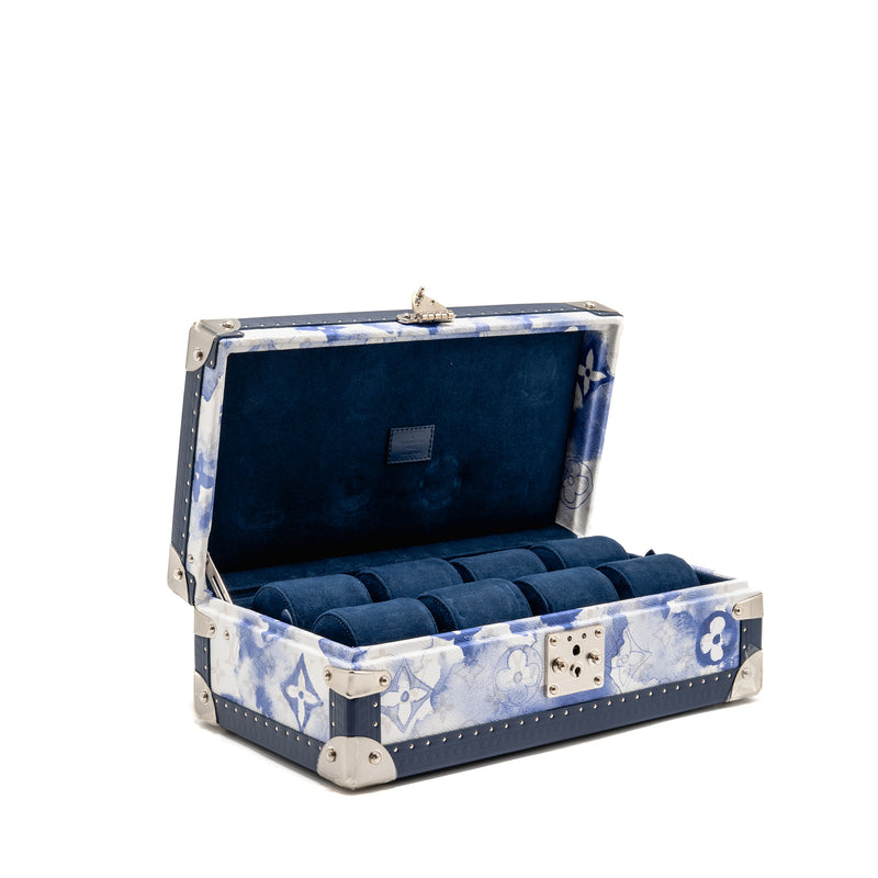 Louis Vuitton Coffret 8 Montres Watch Box Watercolour Monogram Canvas/Calfskin Blue/White SHW