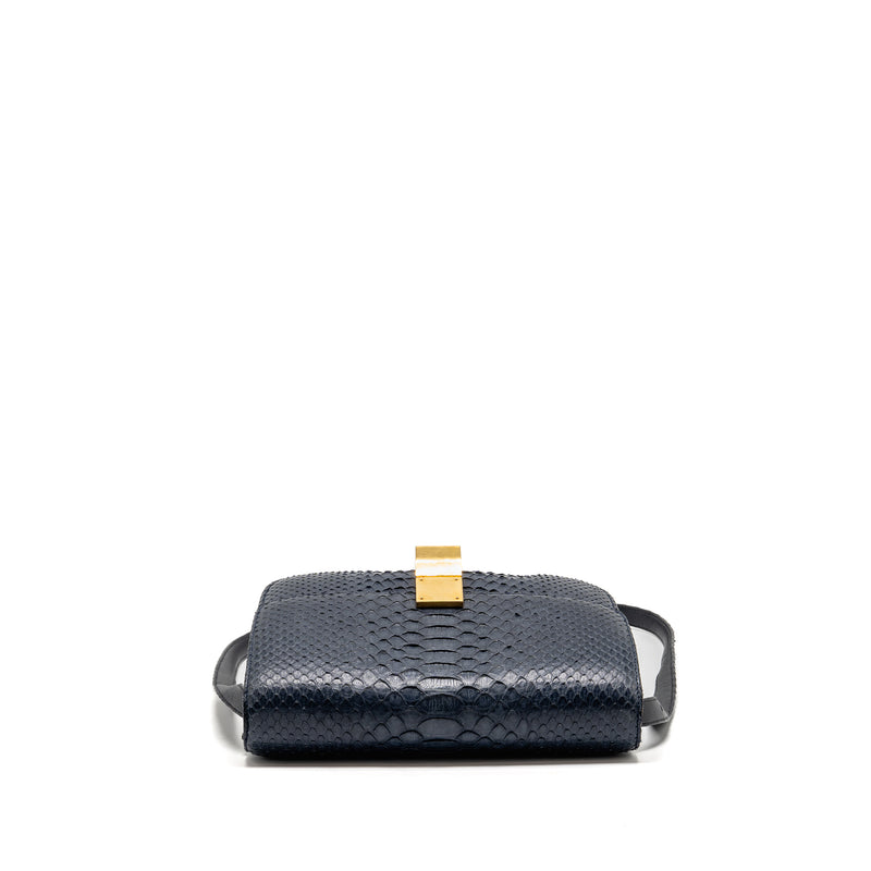 Celine medium classic box bag python navy GHW