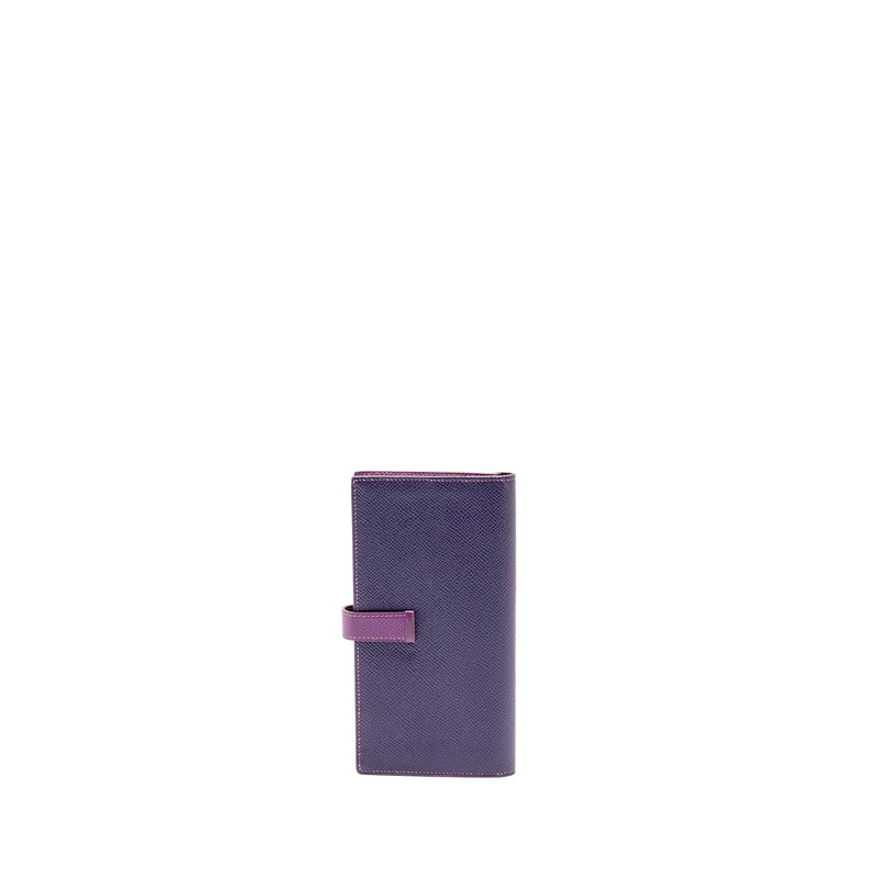Hermes Bearn Wallet Special Order Epsom Purple/Multicolour GHW Stamp Square R