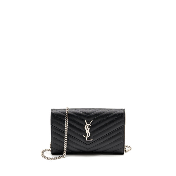 Saint Laurent/YSL Envelope Chain Wallet Calfskin Black SHW