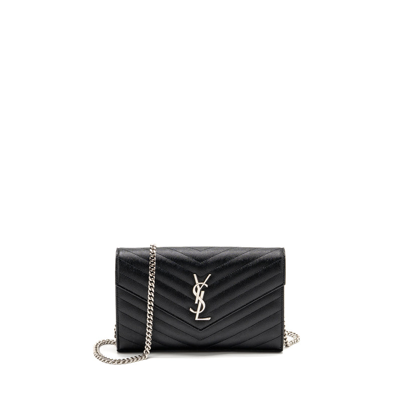 Saint Laurent/YSL Envelope Chain Wallet Calfskin Black SHW